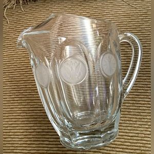 Lancaster Colony / Fostoria 'Coin Glass' Clear Heavy Water Pitcher